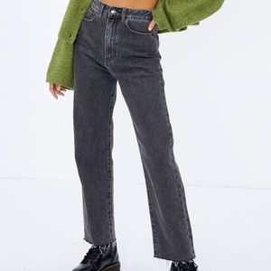 NWT Glassons Super High Rise Straight Leg Raw Hem Grey Wash Jeans Black